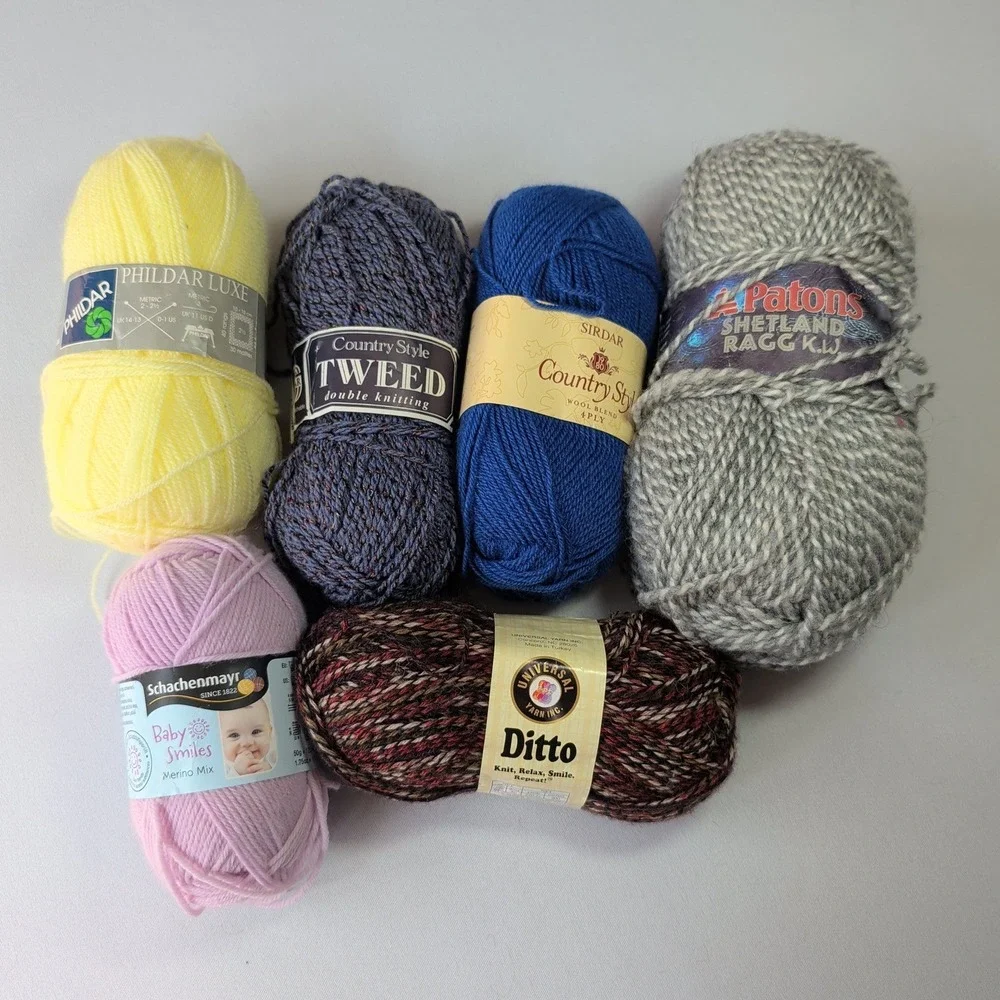 Mixed Yarn Lot 6 Skeins Sirdar Patons Schachenmayr Phildar Universal Wool Blend